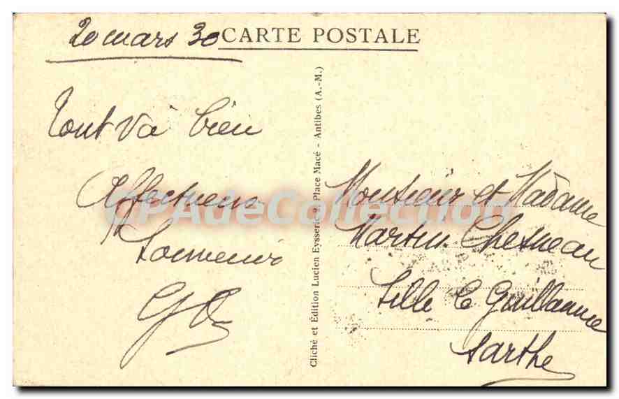 Hôtel du Cap d'Antibes — Le plan de l'Islette — Édition Lucien Eysseric — Verso