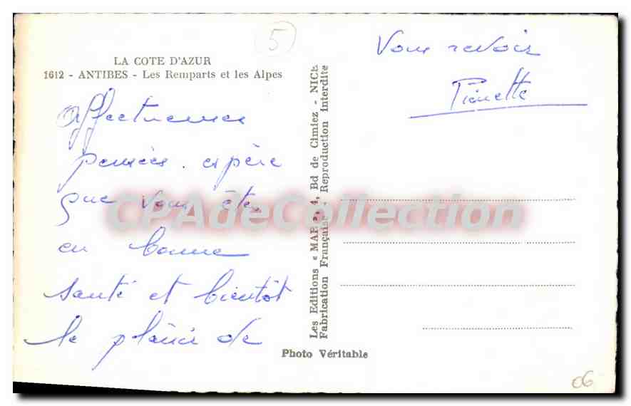 Antibes - Les Remparts et les Alpes — Les Éditions MAF, n°5 — Reverso