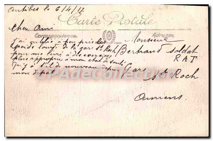 CPA Antibes La Place Mace Et Avenue Du Roi Albert 1er — Rückseite