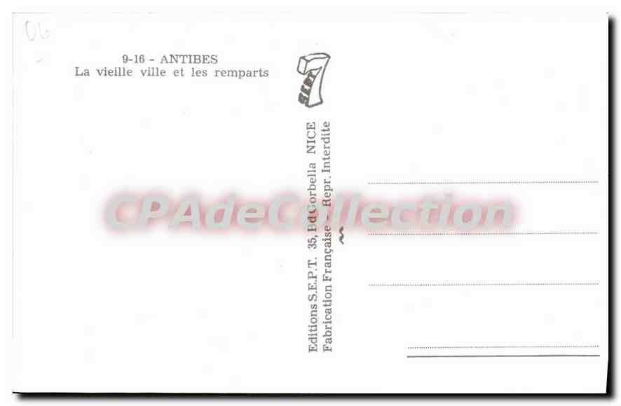 CPA Antibes La Vieille Ville Et Les Remparts — Rückseite