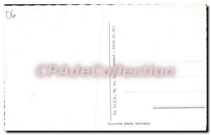Antibes — La Ville, La Chaîne des Alpes — Ed. S.I.C.A., 98, Av. Saint-Lambert, Nice — Verso