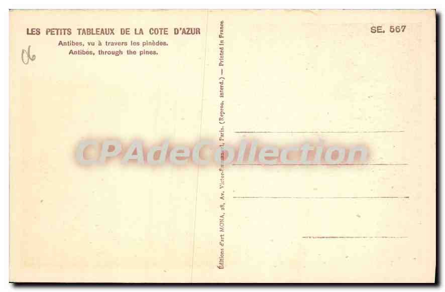 CPA Antibes Vu A Travers Les Pinedes — Back