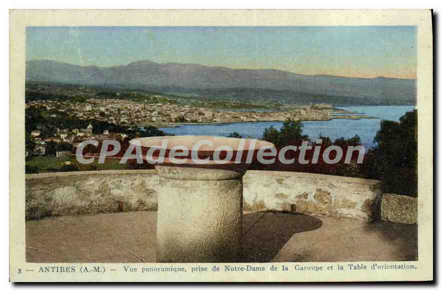 Antibes (A.M.) — Vue panoramique prise de Notre-Dame de la Garoupe et la Table d'orientation — éditeur A.D.I.A.
