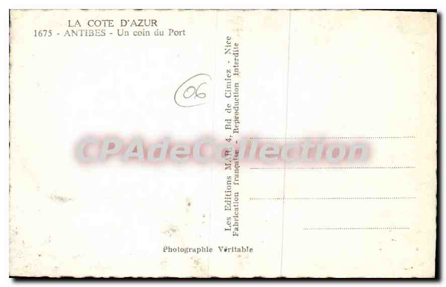 CPA Antibes Un Coin Du Port — Back