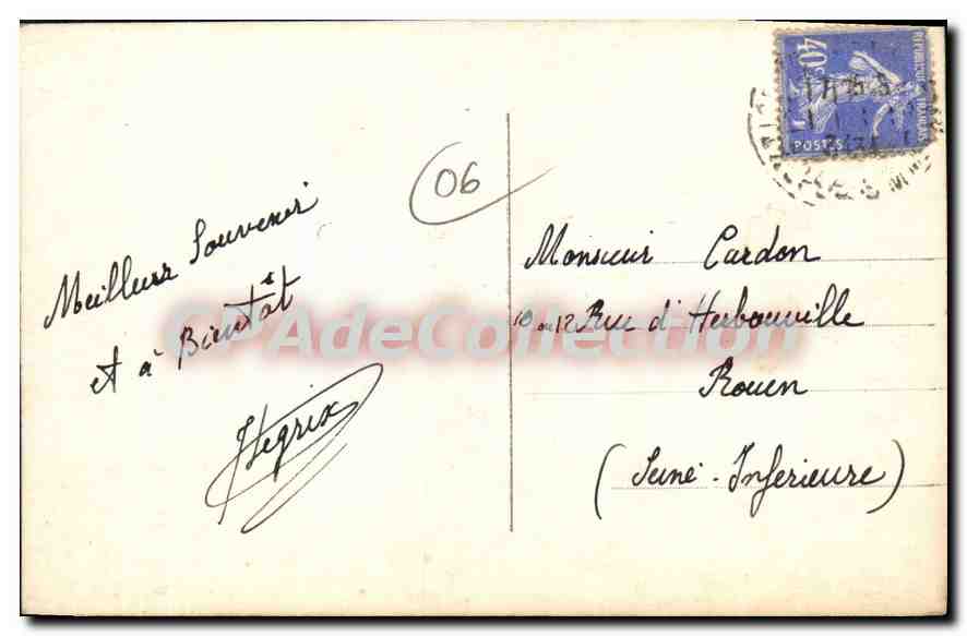 Juan-les-Pins — Vue générale de la Plage — CPAdeCollection n°7 — Verso