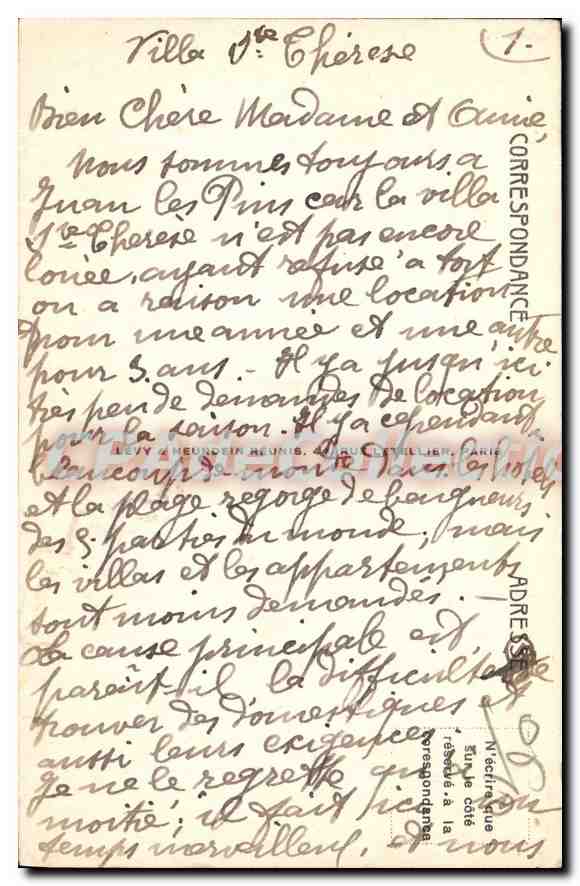 Juan-les-Pins — La Plage à l'Heure du Bain — LL, n°78 — Verso