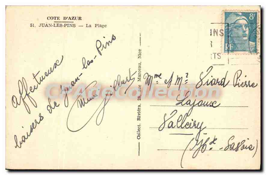CPA Juan Les Pins La Plage — Verso