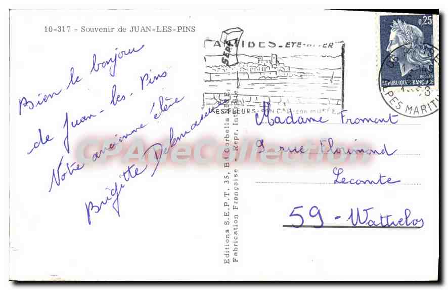 Juan-les-Pins — vue panoramique — Éditions S.E.P.T. n°10-317 — Verso