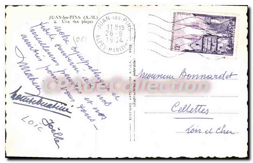 Juan-les-Pins — Vue des plages — Éditions Aptitudes A.L.L.A. — Verso