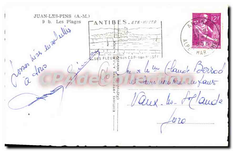 CPA Juan Les Pins Les Plages — Verso