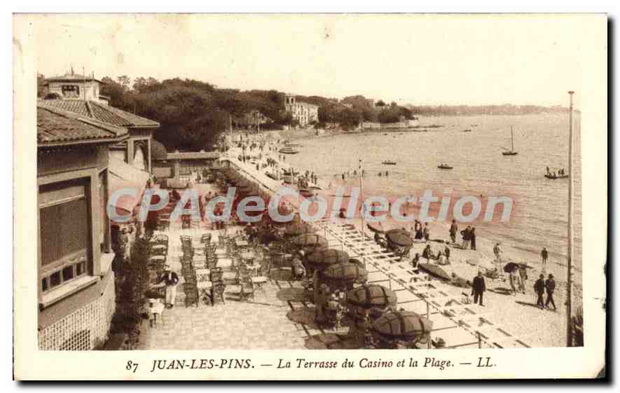 Juan-les-Pins — La Terraza del Casino y la Playa — LL. — N° 87