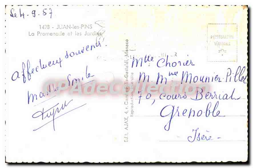 Juan-les-Pins — La Promenade et les Jardins — Ed. AJAX, 4, r. Conté, Nice — Reverso