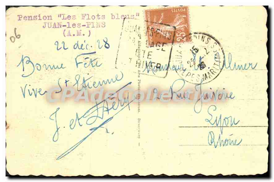 CPA Juan Les Pins La Plage — Verso