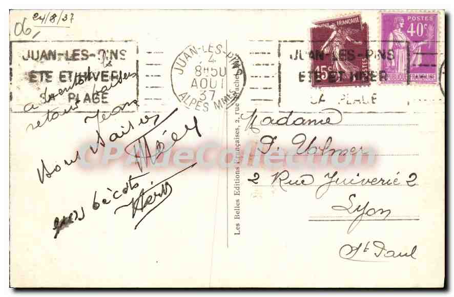 Juan-les-Pins — Vue générale — B.E.F. n°11712 — Verso