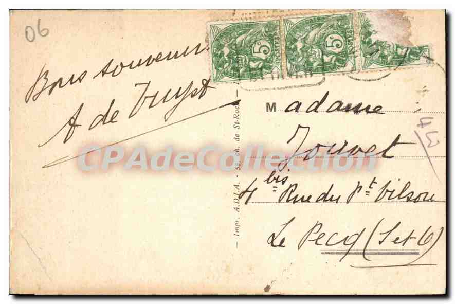 Juan-les-Pins — La Plage. Vue panoramique. — Imp. A.D.I.A. - 29 — Verso