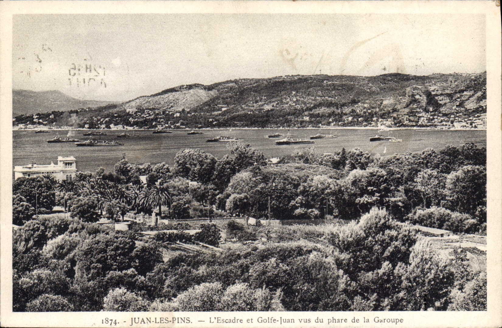 Juan-les-Pins — L'Escadre et Golfe-Juan vus du phare de la Garoupe — édit. La Garoupe, n° 1874
