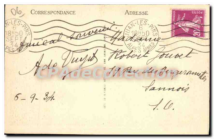Juan-les-Pins — Vue Générale prise du Provençal — LL — Verso