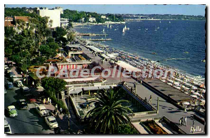 Vue aérienne de Juan-les-Pins — plage et promenade — édition Rella