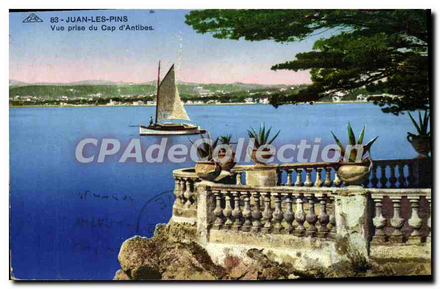Juan-les-Pins — Vista tomada desde el Cap de Antibes — Tarjeta postal antigua deCollection