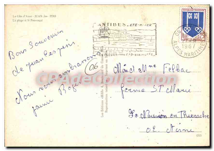 CPSM Juan Les Pins La Plage Et Le Provencal — Verso