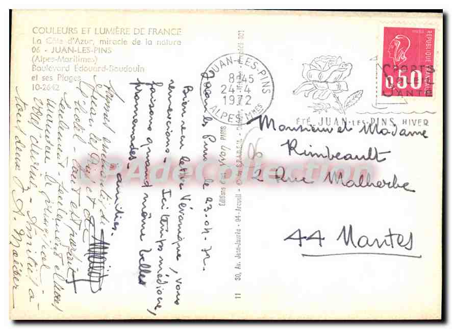 Juan-les-Pins — Playa y paseo — Ediciones Couleurs et Lumière de France — Reverso