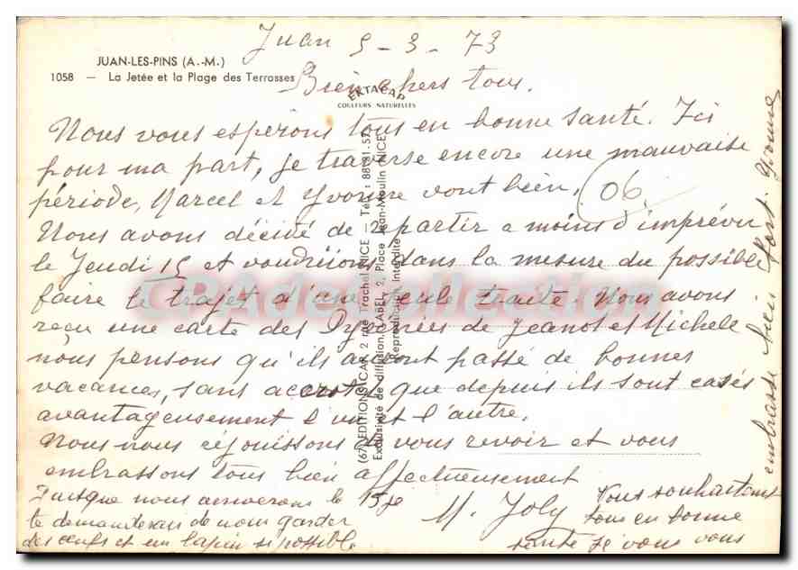 Juan-les-Pins — La Jetée et la Plage des Terrasses — Éditeur Étage 46 — Verso
