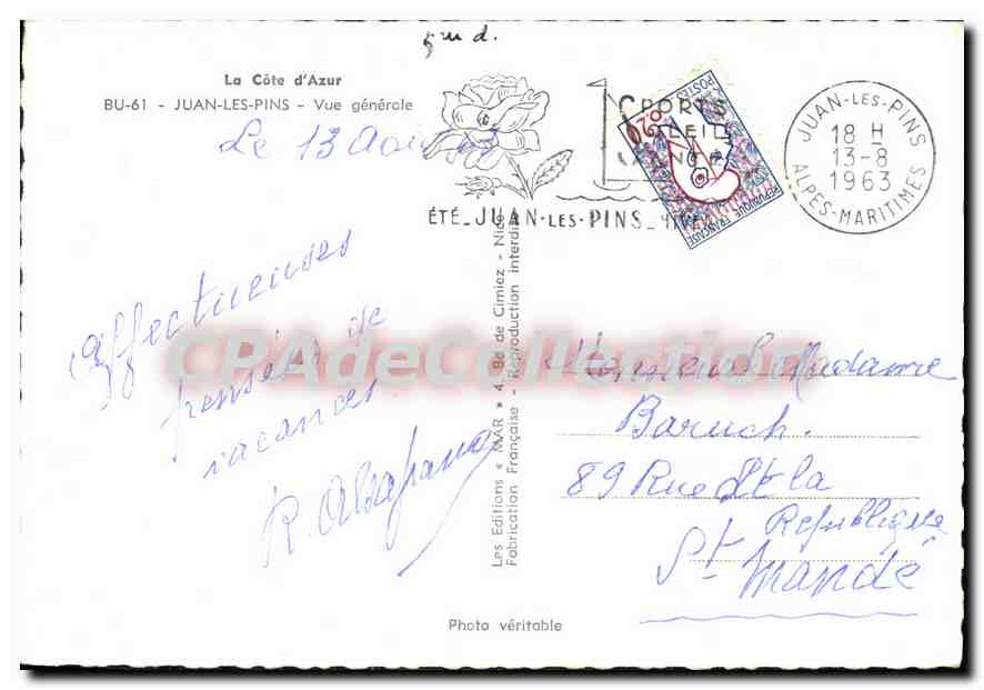 Vista general de Juan-les-Pins — Verano — Le Éditions de Cimiez — Reverso