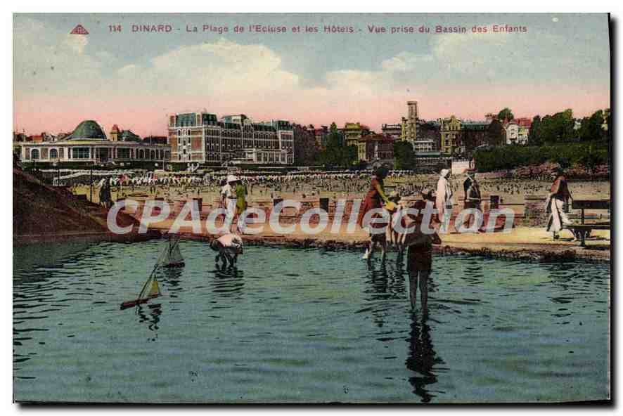 Dinard - La Plage de l'Écluse et les Hôtels - Vue prise du Bassin des Enfants
