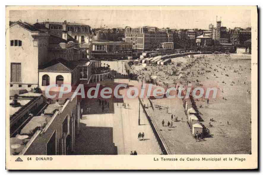 Dinard — La Terrasse du Casino Municipal et la Plage — CPAdéCollection n°64