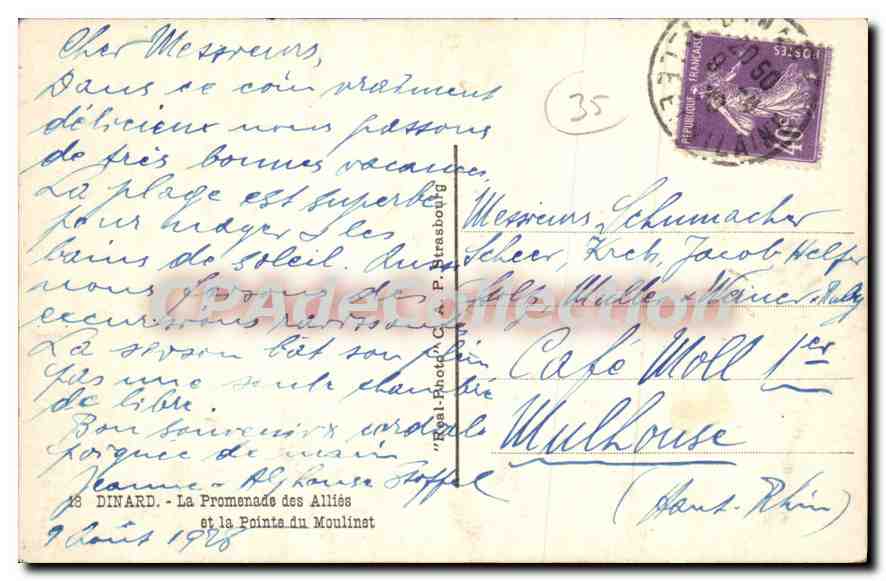 Dinard — La Promenade des Alliés et la Pointe du Moulinet — éditeur P. Btrasbourg — Achterkant