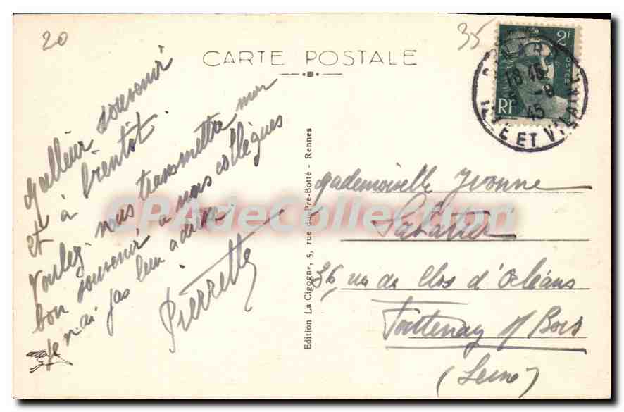 DINARD — La Petite Cale — Edition La Cigogne, Rennes, n°710 — Verso