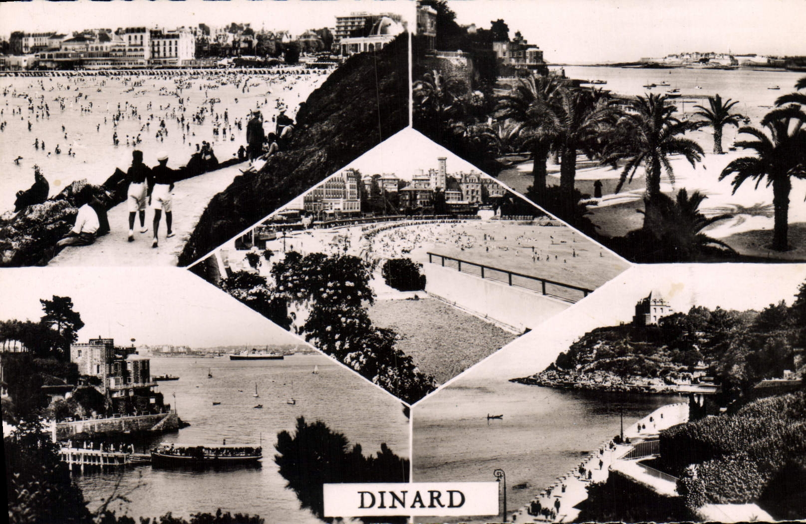 Dinard — Vue panoramique de la plage, des palmiers et du port — Réal-Photo, n°105