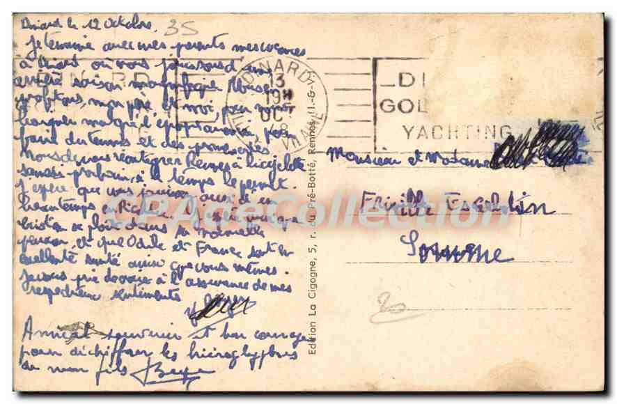 Dinard (Il.-et-V.) — Le Casino — Édition La Cigogne, n° 706 — Achterkant