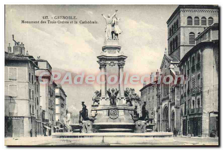 Grenoble — Monument des Trois-Ordres et la Cathédrale — C. Baffert, Grenoble