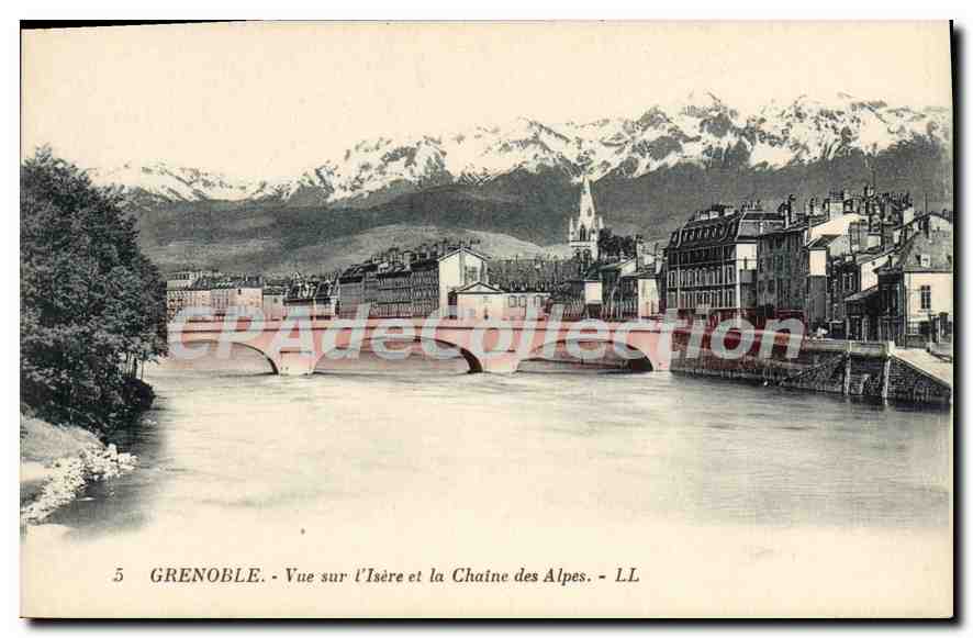 Grenoble - Vue sur l'Isère et la Chaîne des Alpes - LL