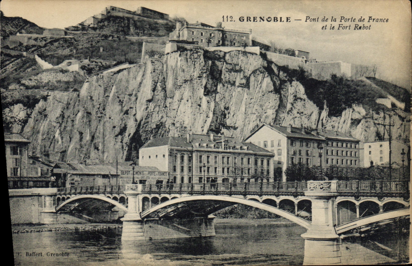 Grenoble — Pont de la Porte de France et le Fort Rabot — Baffert, Grenoble