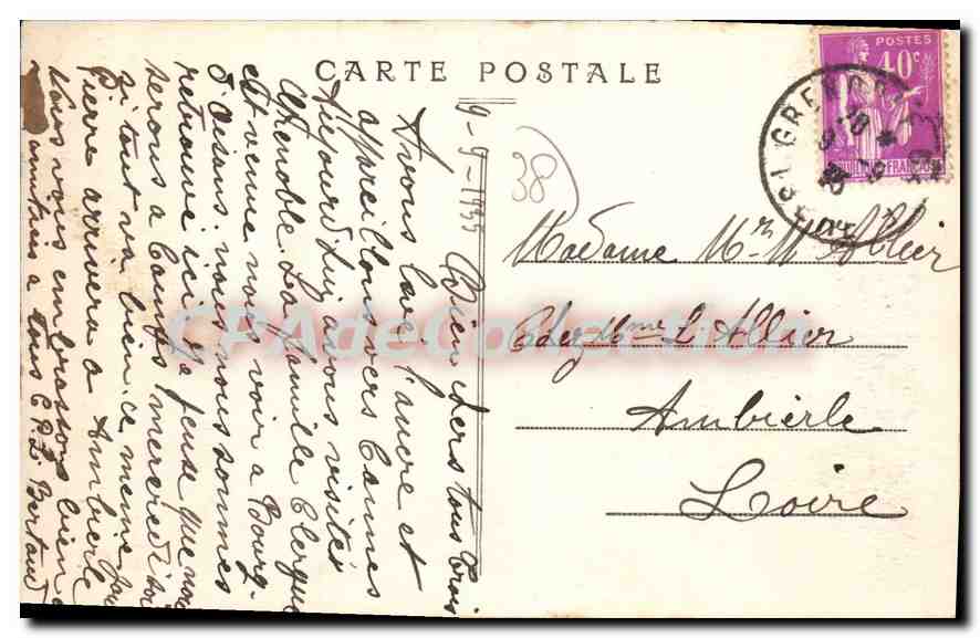 Grenoble — L'Isère, le Téléférique et Ste-Marie-d'en-Haut — Cl. A. V. — n° 013 — Verso