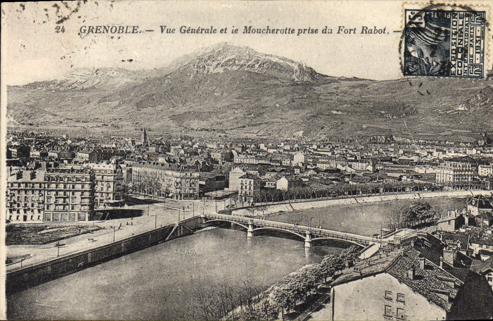 Grenoble — Vue Générale et le Moucheotte prise du Fort Rabot — Éditeur Léti et Récollier, n°24