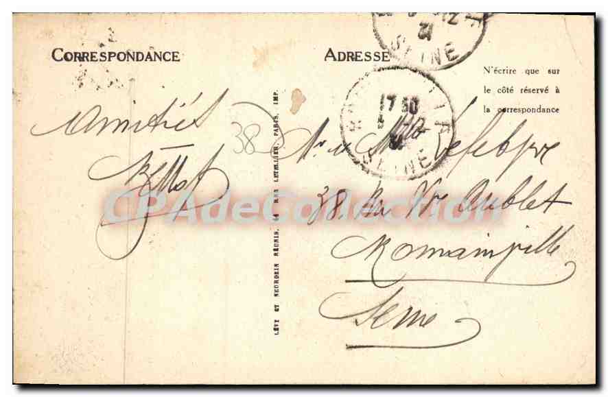 Grenoble — Vue Générale et le Moucheotte prise du Fort Rabot — Éditeur Léti et Récollier, n°24 — Verso
