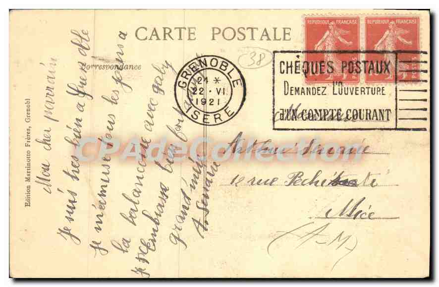 Grenoble — Correspondance familiale — Édition Martinotto Frères, Grenoble — Verso