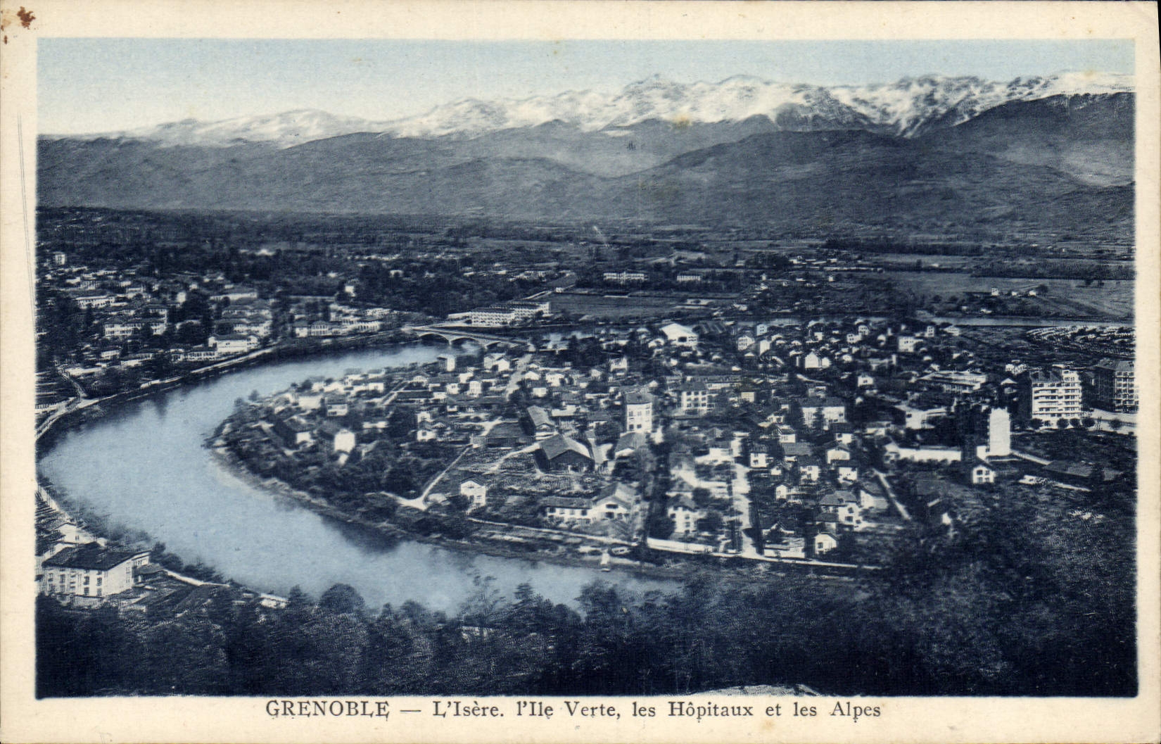 Grenoble — Die Isère, die Grüne Insel, die Krankenhäuser und die Alpen