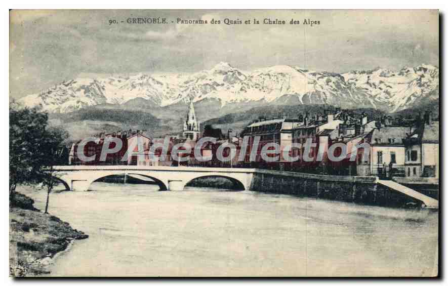 Grenoble - Panorama des Quais et la Chaîne des Alpes — Édition M. Bourcier, Grenoble