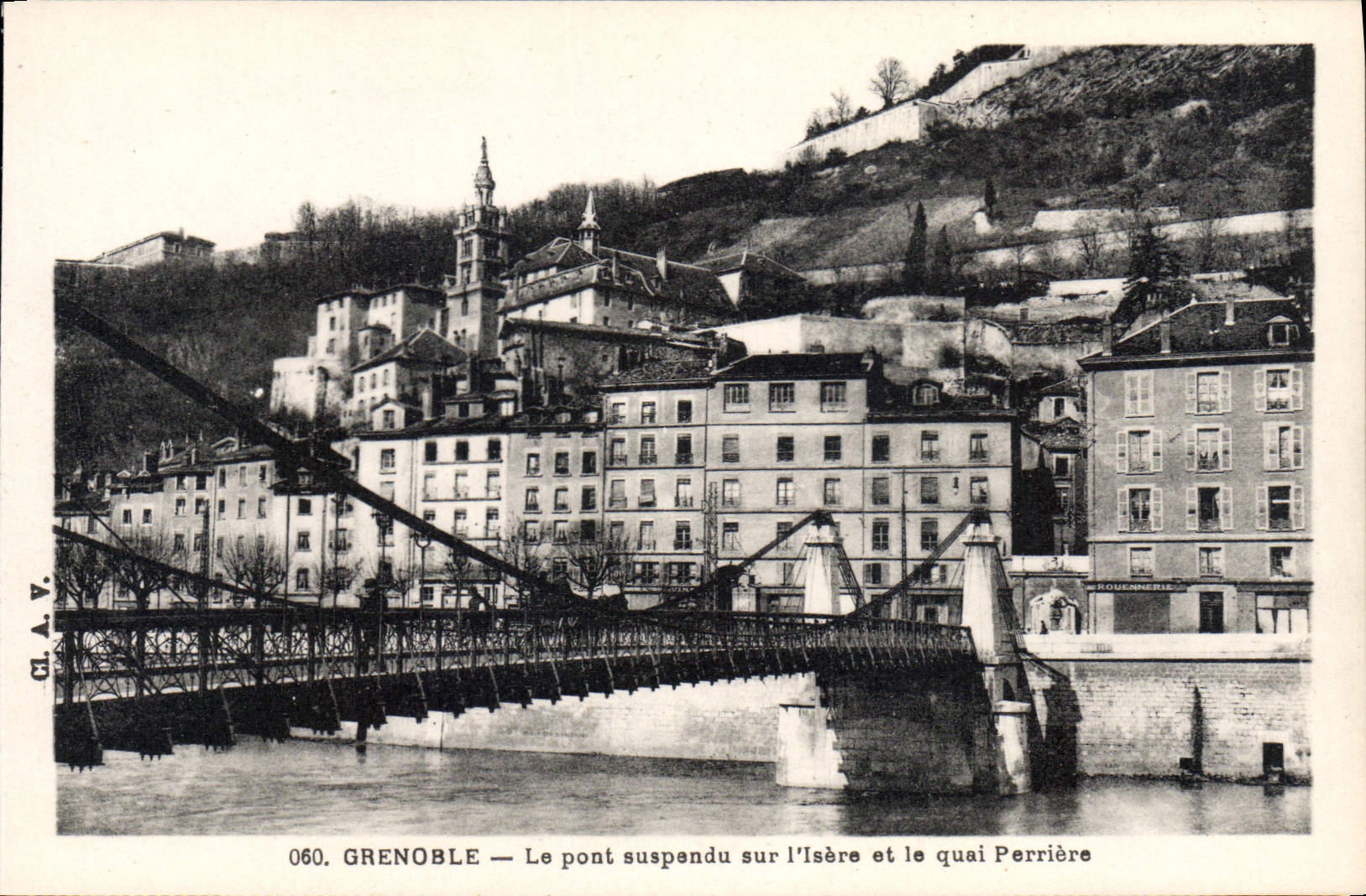 Grenoble — Die Hängebrücke über die Isère und Quai Perrière — CLAVY, Nr. 060