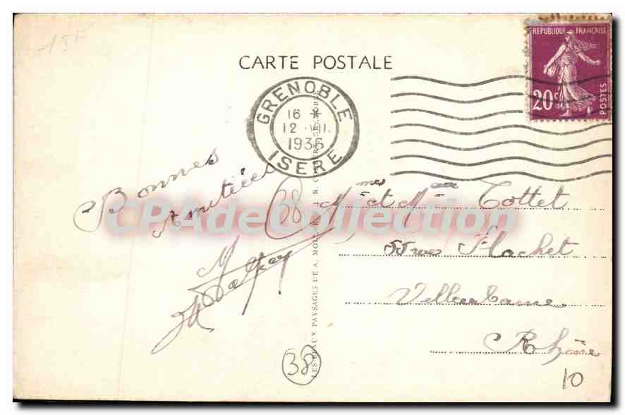 Grenoble, Denkmal für die Toten, Jardin des Dauphins und die Bastille — Verlag BYRAH, Nr. 6276 — Rückseite
