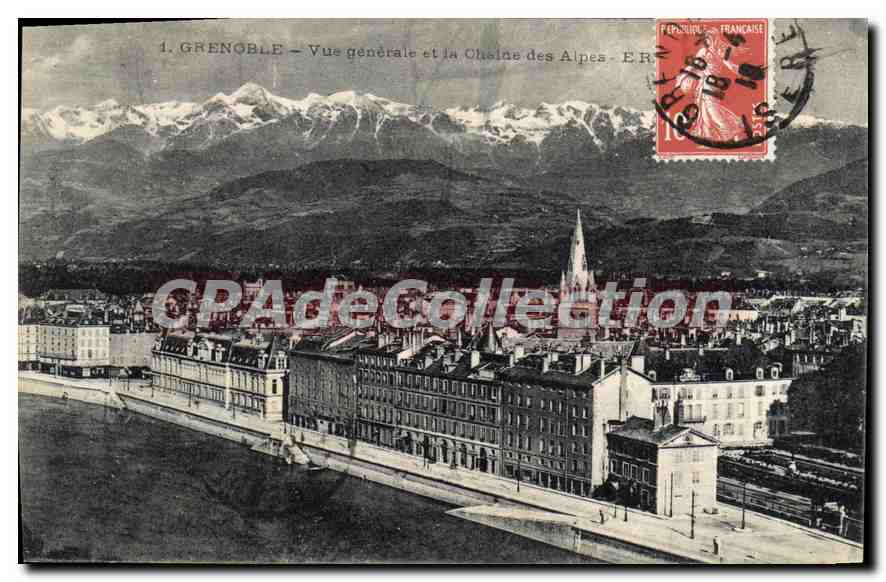 Grenoble — Vue générale et la Chaîne des Alpes — E.R.