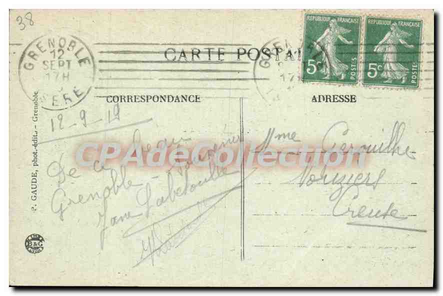 Grenoble — la Tronche, l'Île-Verte et la Chaîne des Alpes — E. Gaude, phot.-adju. — Verso