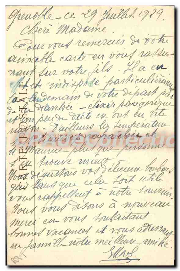 Grenoble — Monument élevé à la gloire des trois ordres Dauphinois — Éditeur Frégé — Verso