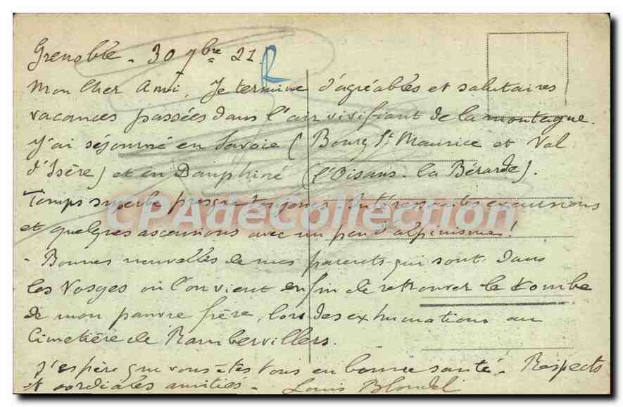 Grenoble — Vue générale et la Chaîne des Alpes — E.R. — Verso