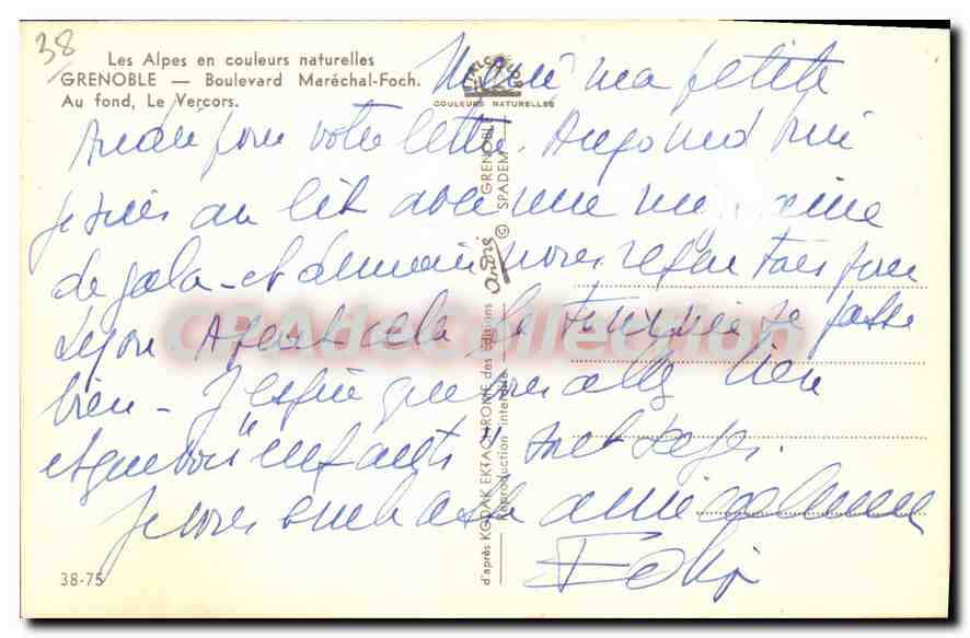 Grenoble — Boulevard Maréchal-Foch — Les Alpes en couleurs naturelles — Verso