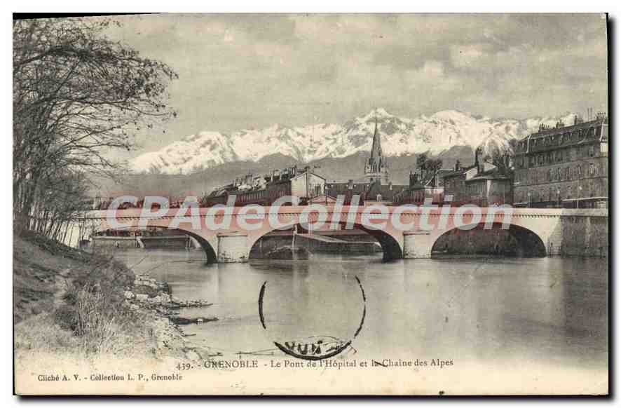 CPA Grenoble Le Pont De I'Hopital Et La Chaine Des Alpes